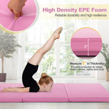 Goplus Folding Gymnastics Mat, 6?ˉ x 2?ˉ x 2?ˉ?ˉ Thick Tri-Fold Exercise Tumbling Mat w/Carrying Handles