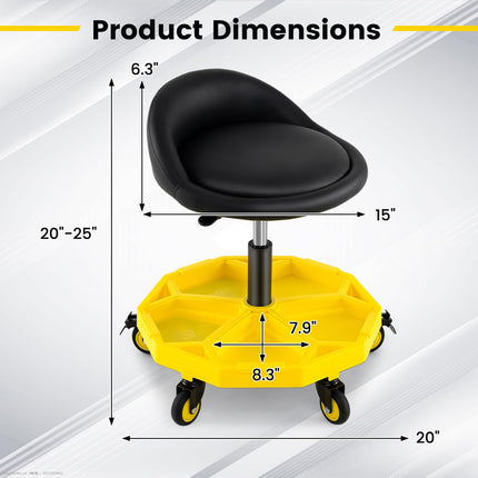 Goplus 20”-25” Height Adjustable Mechanic Stool w/Magnetic Tool Tray