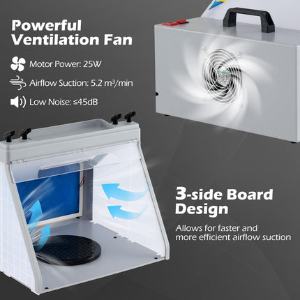 Goplus Portable Airbrush Spray Booth Kit Lighted Painting Station w/ 3 LED Lights