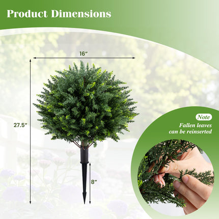 Goplus 27.5" Artificial Cypress Topiary Trees Set of 2 Faux Topiary Bushes Shrubs