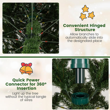 Goplus 12ft Pre-Lit Artificial Christmas Tree with 360° Quick Power Connector & LED Lights