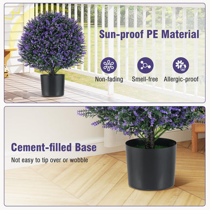 Goplus 21.5’’ Artificial Lavender Topiary Ball Tree Set of 2