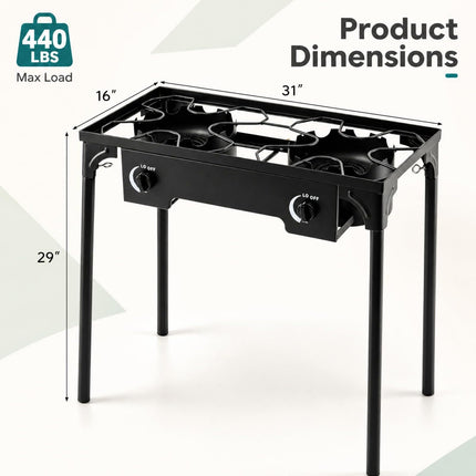 Goplus Outdoor 160,000 BTU High Pressure Dual Burner Gas Stove