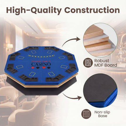 Goplus 48" Foldable Octagonal Poker Table Top | Portable Poker Mat for Texas Hold'em