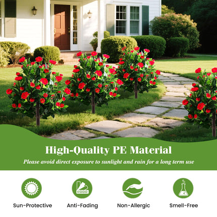 Goplus 31 Inches Artificial Camellia Tree Set Faux Silk Flora Topiary Plants