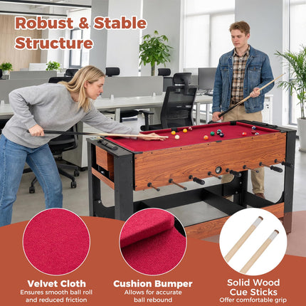 Goplus 54" Full Size Foosball & Pool Combo Table for Home Game Room Party