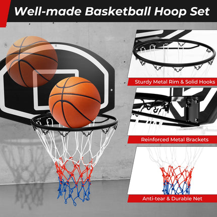 Goplus Wall Mount Basketball Hoop, 28.5?ˉ?ˉ x 18?ˉ?ˉ Large Backboard with 17?ˉ?ˉ Rim, Shatter-Proof Backboard