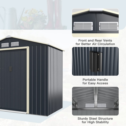 Goplus Storage Shed, Metal 11' X 10' Outdoor Building Organizer - GoplusUS