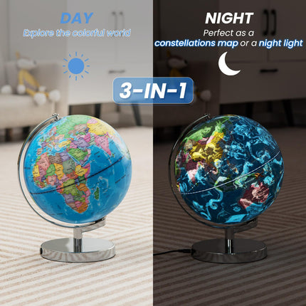 Goplus Illuminated Globes of The World with Stand w/Constellation Stars & LED Night Light