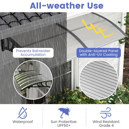 Goplus 80" x 40" Window Awning with Rain Snow Sunlight UV Protection