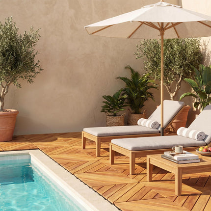 Goplus 24/48-Pack Acacia Wood Interlocking Deck Tiles (Diagonal) | All-Weather Flooring Tiles