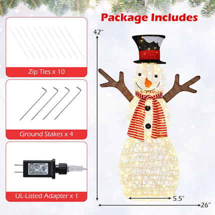 Goplus 3.6 FT Lighted Christmas Snowman with 80 LED Lights