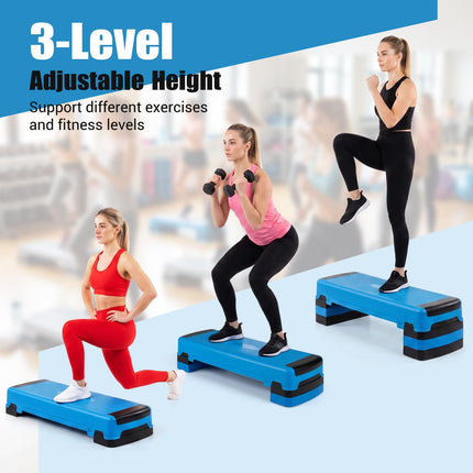 Goplus 35.5" Aerobic Step Platform w/4 Risers | 3-Level Adjustable Exercise Stepper