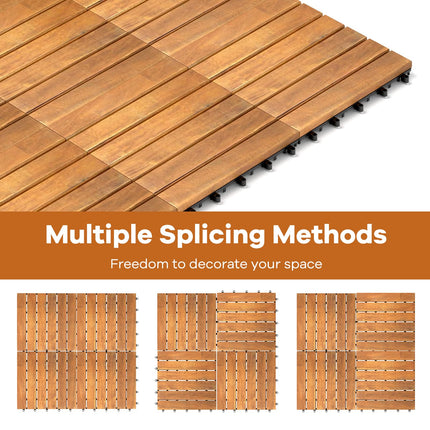 Goplus 27 PCS Interlocking Patio Deck Tile 27 sq. Ft Flooring Tiles for Outdoor & Indoor( Stripe Pattern)