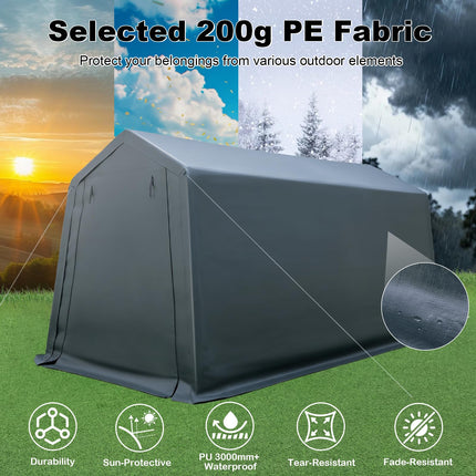 Goplus Outdoor Storage Shed | Patio Garage Carport w/ Roll-Up Zipper Door