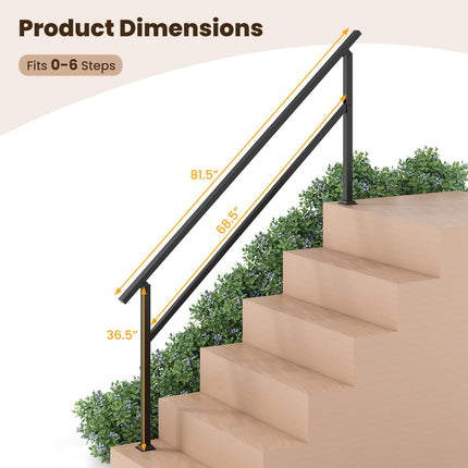 Goplus Metal Hand Rail Fits 0-6 Steps w/Flexible Angle Adjustment