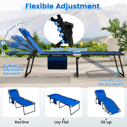 Goplus Extra Large Folding 5-Postion Beach Bed with Detachable Pillow