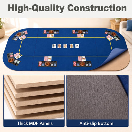 Goplus 79" x 36" Poker Mat | 8 Player Poker Topper with Cup Holder & Carry Bag