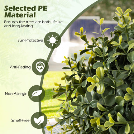Goplus 3 FT Artificial Boxwood Topiary Trees Outdoor Topiary Ball Tree Set of 2
