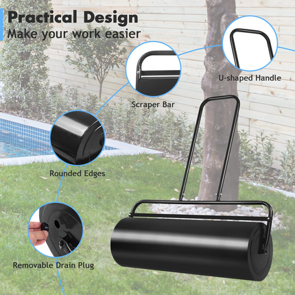 Lawn Roller Tow Behind Water Filled Push for Garden, Green - GoplusUS