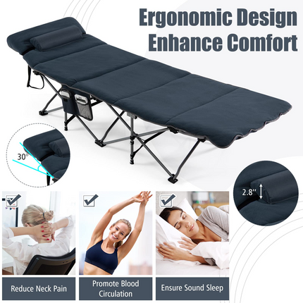 Goplus Camping Cot, Folding Camping Cot with Mattress, Pillow - GoplusUS
