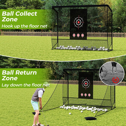 Goplus Golf Cage Practice Hitting Net 10'x7.4' Golfer Training Net
