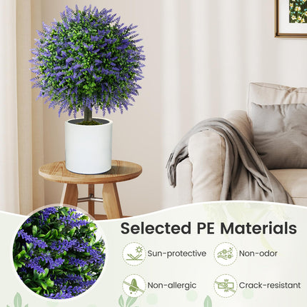 Goplus 22'' Artificial Wisteria Topiary Ball Tree Potted Plants Artificial Shrubs Set of 2