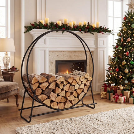 Goplus 45" Round Firewood Rack Heavy-Duty Metal Log Holder | 485 LBS Capacity