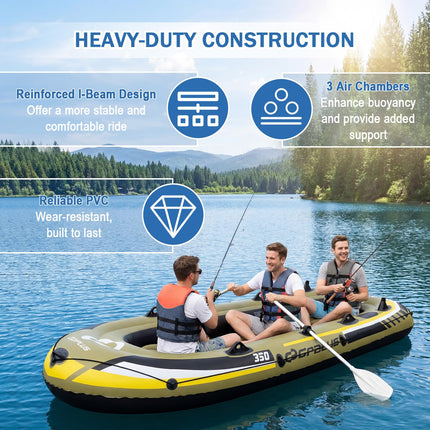 Goplus Inflatable Boat 3/4 Person Heavy-Duty Fishing Raft Set