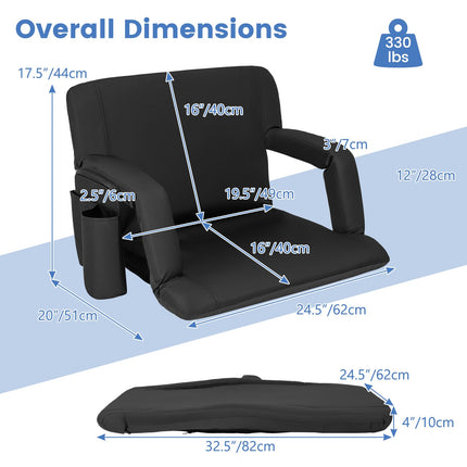 Goplus 24.5’’ Wide Folding Stadium Seating for Bleachers with 6 Reclining Positions