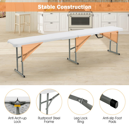 Goplus 6 Feet Plastic Folding Bench, Portable Foldable Bench Seat with 550 lbs Capacity - GoplusUS