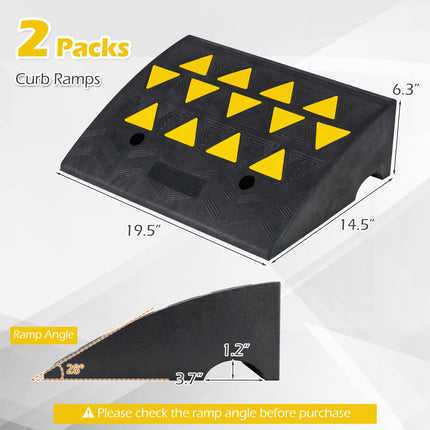 Goplus 2 Pcs Driveway Threshold Ramps with Reflective Triangles (6.3" Rise)