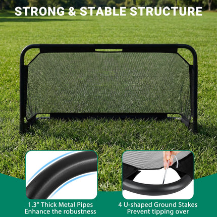 Goplus 5 x 3 FT Foldable Soccer Goal with Net & Ground Stakes
