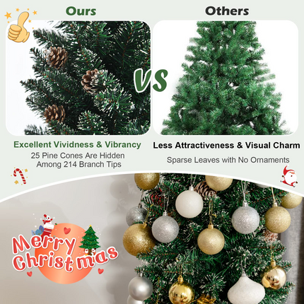 Goplus Artificial Pencil Christmas Tree, Snow Flocked Slim Xmas Tree - GoplusUS