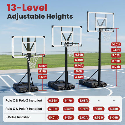 Goplus 10FT Basketball Hoop w/ 44'' Shatterproof PC Backboard for Adults