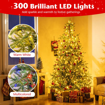 Goplus Pre-Lit Artificial Christmas Tree with Warm White & Multicolored LED Lights