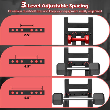 Goplus 3-Tier Dumbbell Rack 529LB Capacity Heavy-Duty Adjustable Weight Rack Stand