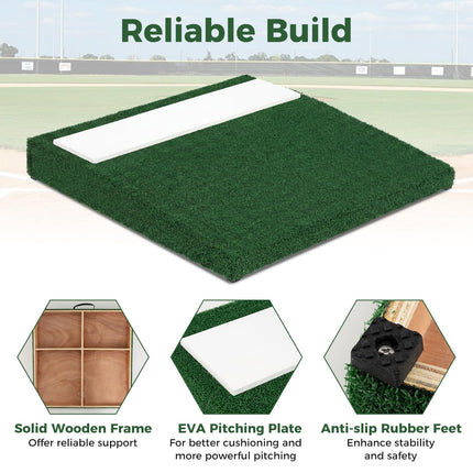 Goplus 27" x 27" x 4" Pitching Mound with Baseball Carry Handle & Anti-Fade Turf