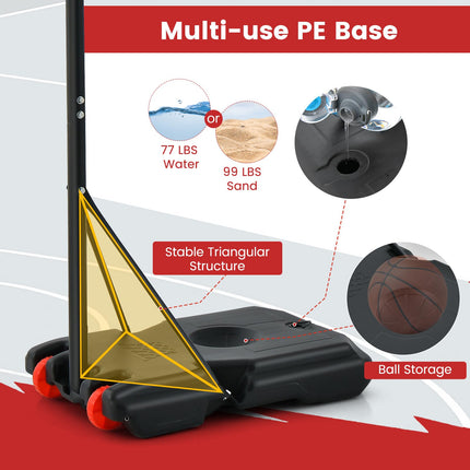 Goplus Height Adjustable 6.3 FT-8.1 FT Basketball Hoop Stand, Basketball Hoop & Goal Set with Wheel, Ball Storage