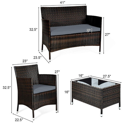Goplus 4-Piece Rattan Patio Set
