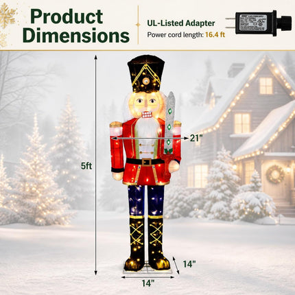 Goplus 5 FT Nutcracker Christmas Decor Outdoor with 100 LED Lights