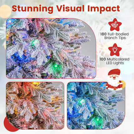 Goplus 4 FT Pre-Lit Snow Flocked Christmas Tree for Entrances