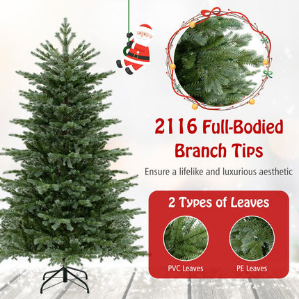 Goplus 6ft / 7ft Pre-Lit Artificial Christmas Tree with Lush PVC & PE Tips Seasonal Decoration