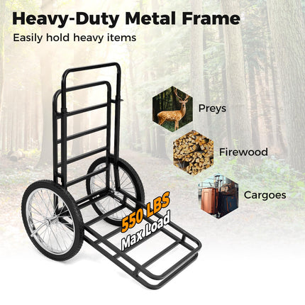 Goplus 550 LBS Double-Layer Deer Cart with 20 Inch Rubber Wheels