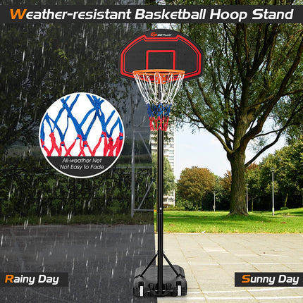 Goplus Portable Basketball Hoop Outdoor, 6.3FT-8.1FT Height Adjustable 5-Level Basketball Stand System with Shatterproof Backboard - GoplusUS