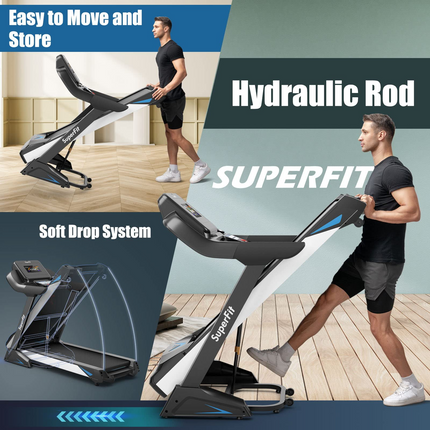 Goplus 4.75HP Folding Treadmill with 15% Auto Incline and APP, Commercial Heavy Duty Superfit Treadmill with 20 Preset Programs - GoplusUS