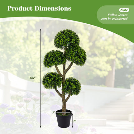 Goplus 46" Artificial Boxwood Topiary Tree with 5 Ball-Shaped Topiaries