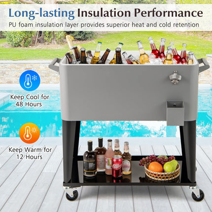 Goplus 80-Quart Rolling Ice Chest Portable Insulated Drink Beverage Cooler for Patio