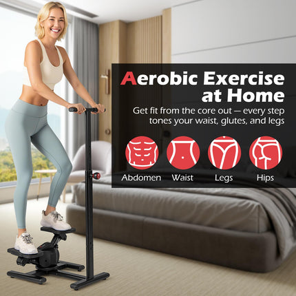 Goplus Twist Stair Stepper Workout Equipment w/Height-Adjustable Handlebar & Non-Slip Pedals