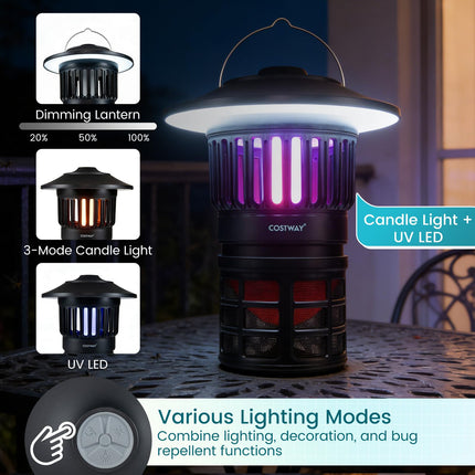 Goplus Outdoor Fly Trap with Light Rechargeable Electric Bug Catcher & Killer